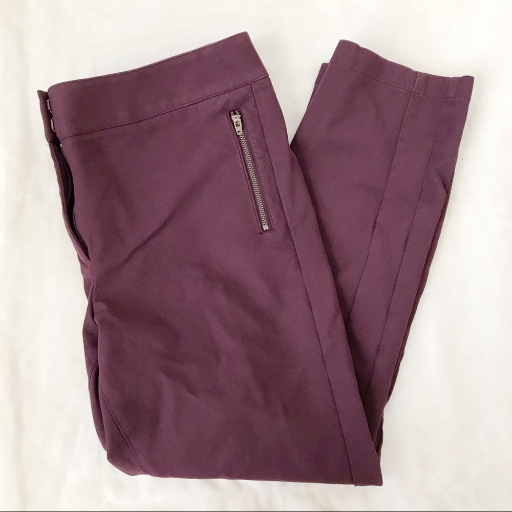 LOFT Plum/Maroon Julie Fit Zipper Skinny Size 14